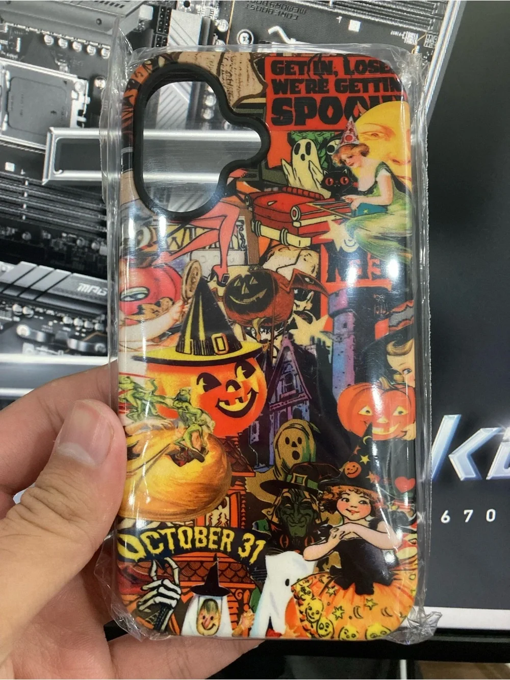 Halloween Graphic Phone Case - Orange Multi-Color